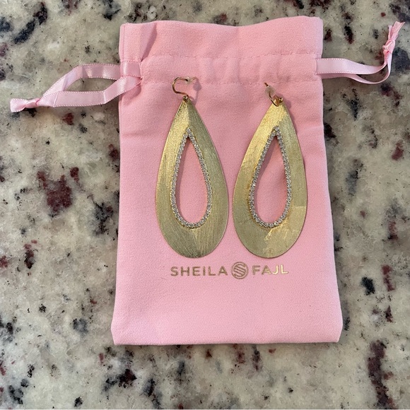 Sheila Fajl Eva Earrings Brushed Gold with CZs - Picture 3 of 4